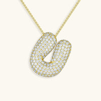 Pavé Diamond Bubble Initial Necklace