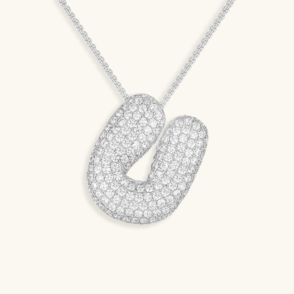 Pavé Diamond Bubble Initial Necklace