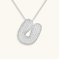 Pavé Diamond Bubble Initial Necklace