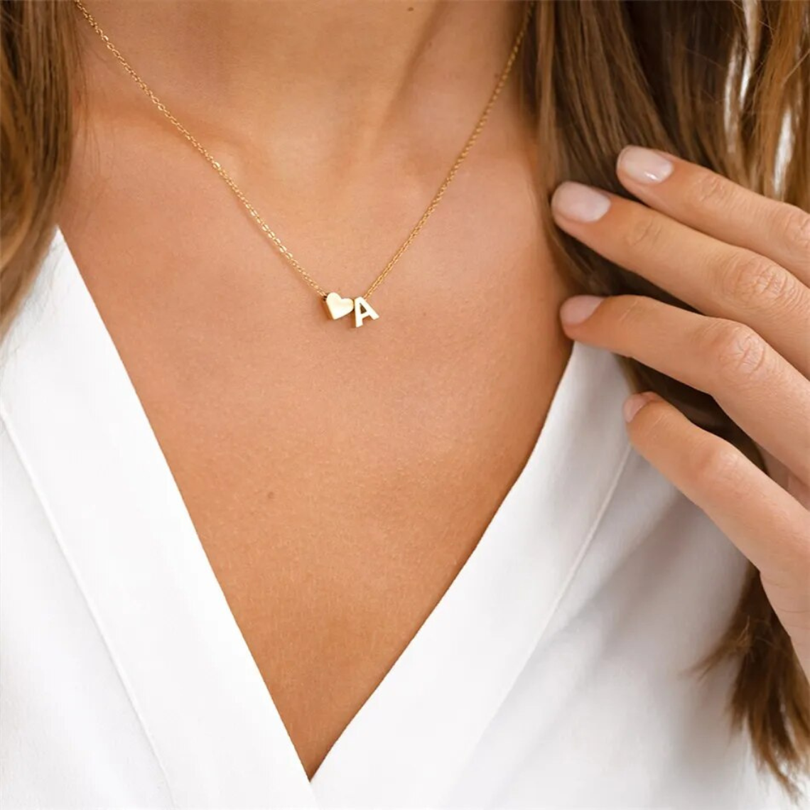 Personalized Letter & Heart Initial Necklace