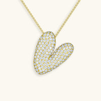 Pavé Diamond Bubble Initial Necklace