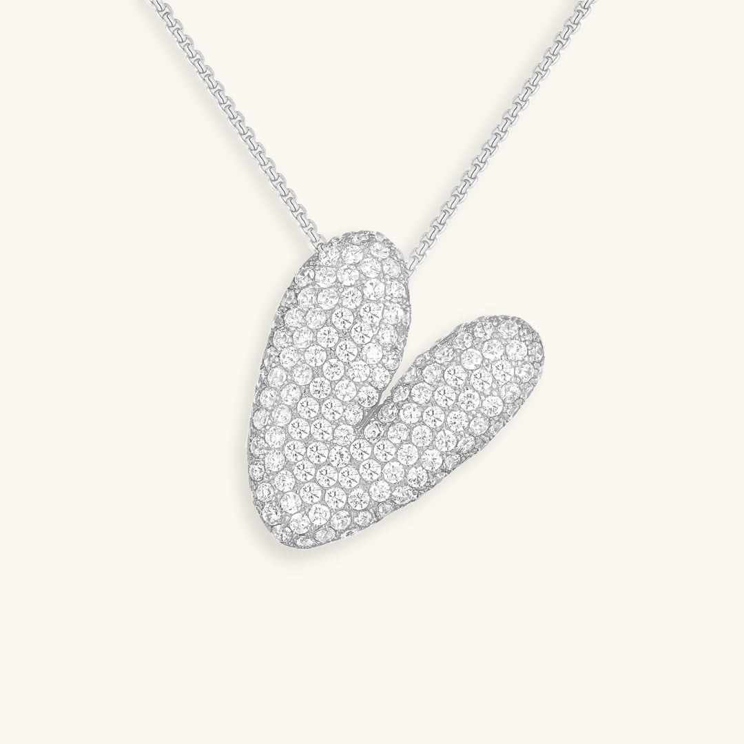 Pavé Diamond Bubble Initial Necklace
