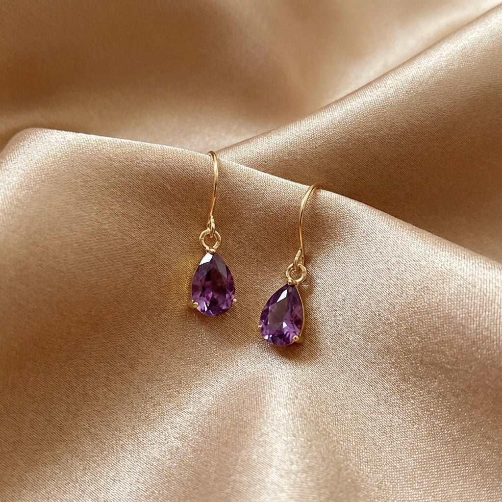 Vintage Baroque Court Style Purple Zirconia Earrings