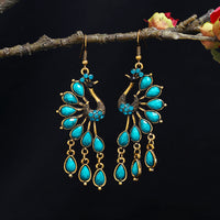 Vintage Boho Western Style Layered Tassel Turquoise Earrings