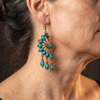 Vintage Boho Western Style Layered Tassel Turquoise Earrings