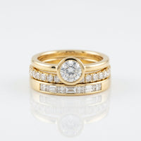 Vintage Bright Round Zirconia Gold Plated Ring Set