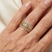 Vintage Celtic Knot Dot Zirconia Inlaid Gold Plated Band Ring