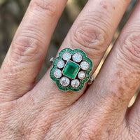 Vintage Emerald Zircon Gemstone Gold Plated Ring