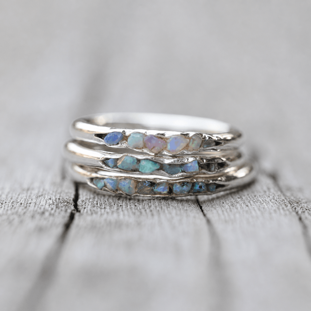 Vintage Layered Blue Stone Silver Ring