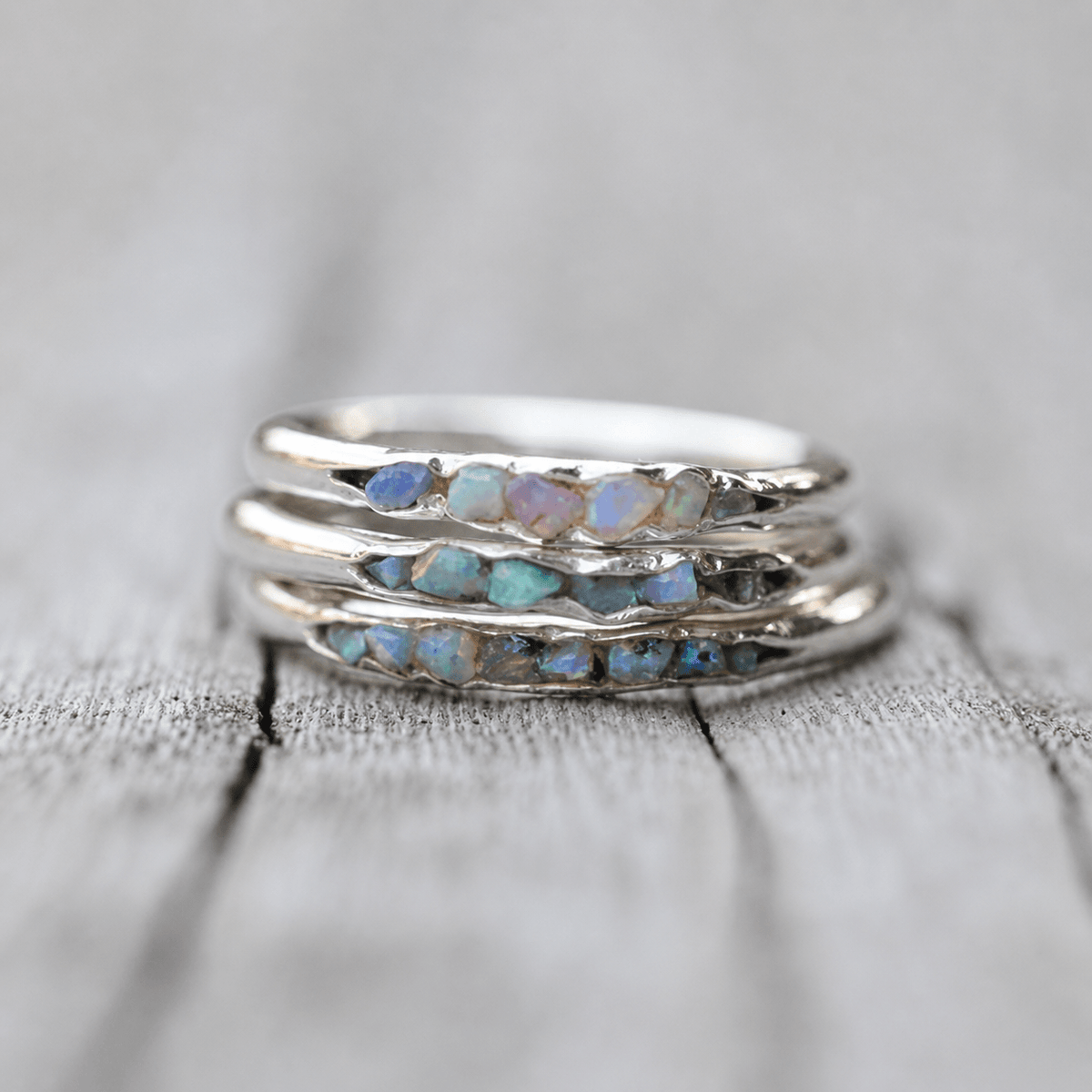 Vintage Layered Blue Stone Silver Ring