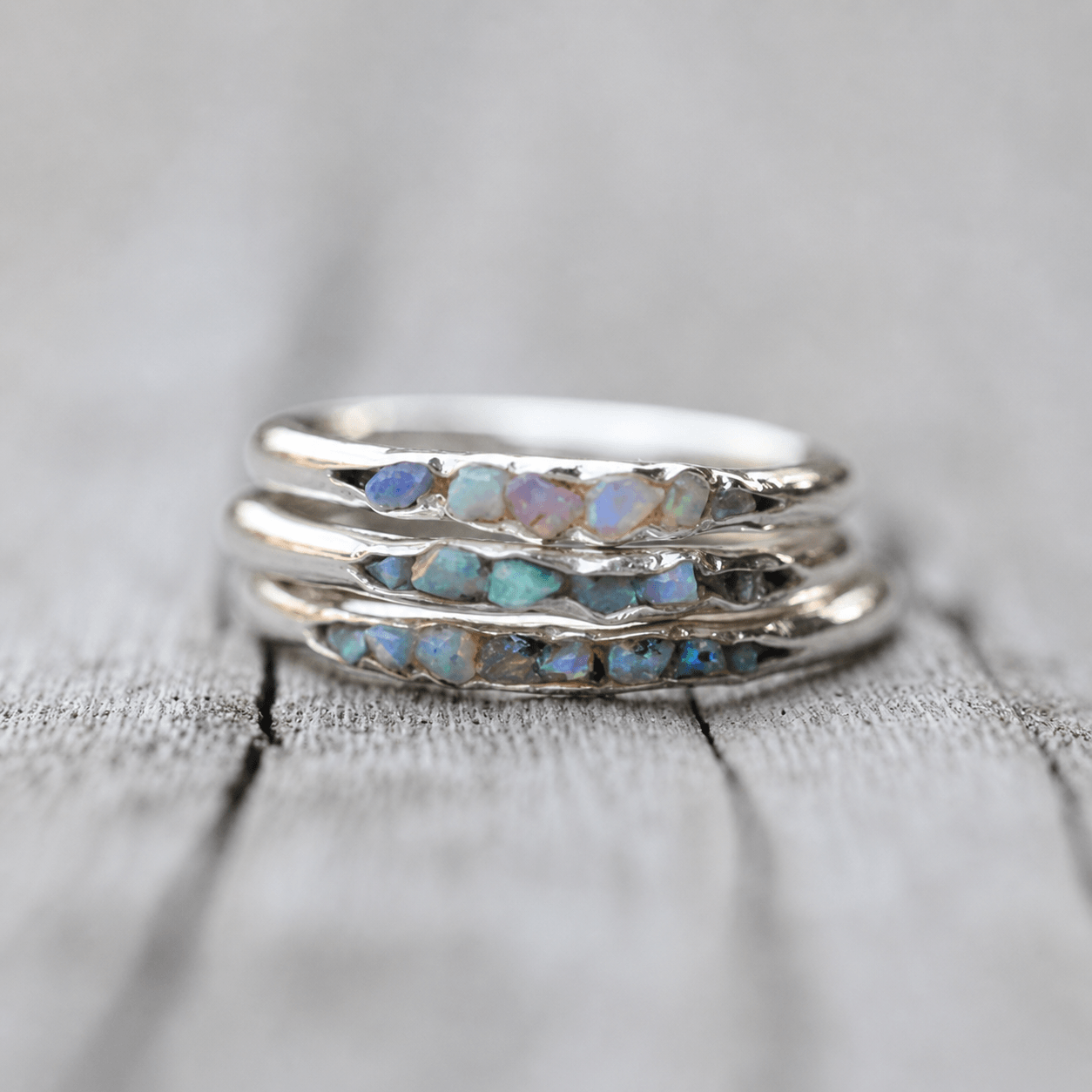 Vintage Layered Blue Stone Silver Ring