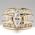 Vintage Split Princess Cut Zirconia Gold Plated Band Ring