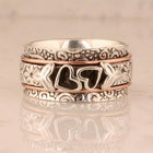 Vintage Style Butterfly Heart Silver Plated Spinner Ring