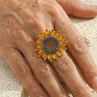 Vintage Style Cubic Zirconia Embellished Sunflower Ring