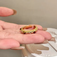 Vintage Style Green Stone Golden Forged Ring