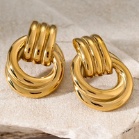 Virelle | Golden Twisted Statement Earrings - Set of 2