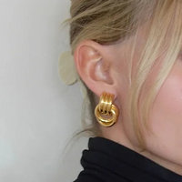 Virelle | Golden Twisted Statement Earrings - Set of 2