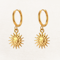 Vivienne Huggie Hoop Sun Earrings Gold