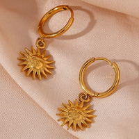 Vivienne Huggie Hoop Sun Earrings Gold
