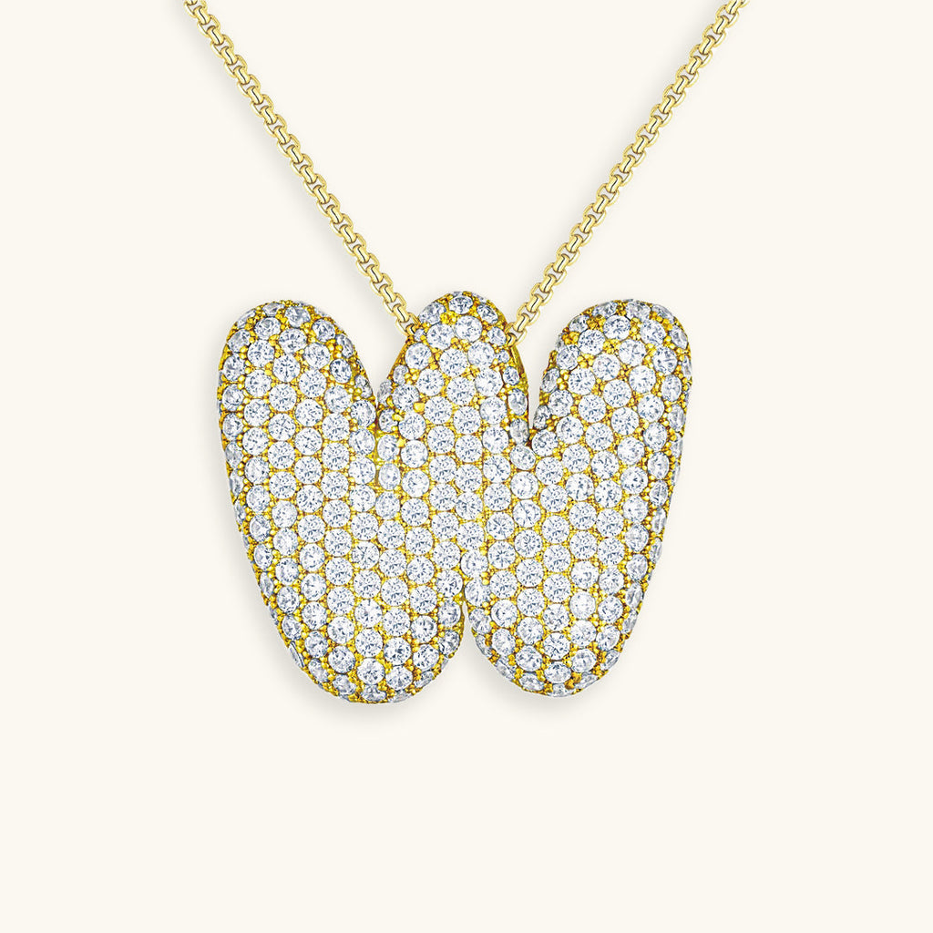 Pavé Diamond Bubble Initial Necklace