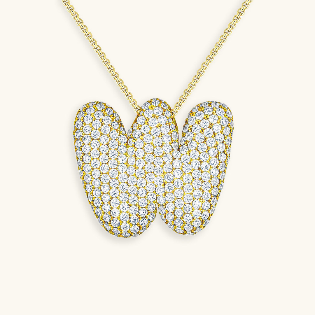 Pavé Diamond Bubble Initial Necklace