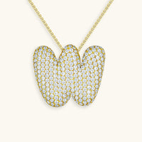Pavé Diamond Bubble Initial Necklace
