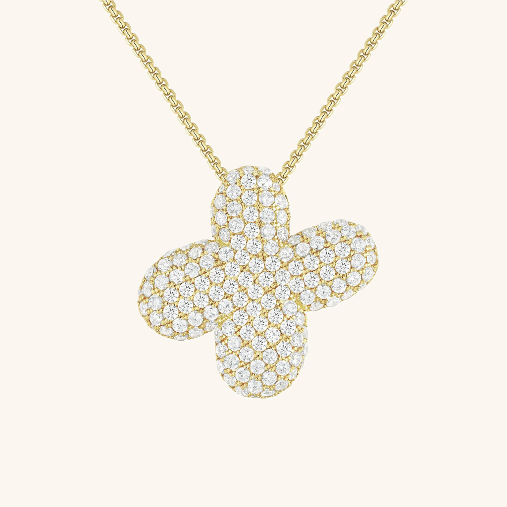 Pavé Diamond Bubble Initial Necklace