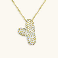 Pavé Diamond Bubble Initial Necklace