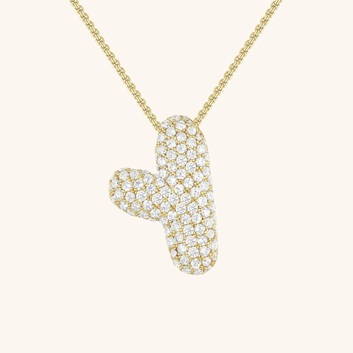 Pavé Diamond Bubble Initial Necklace