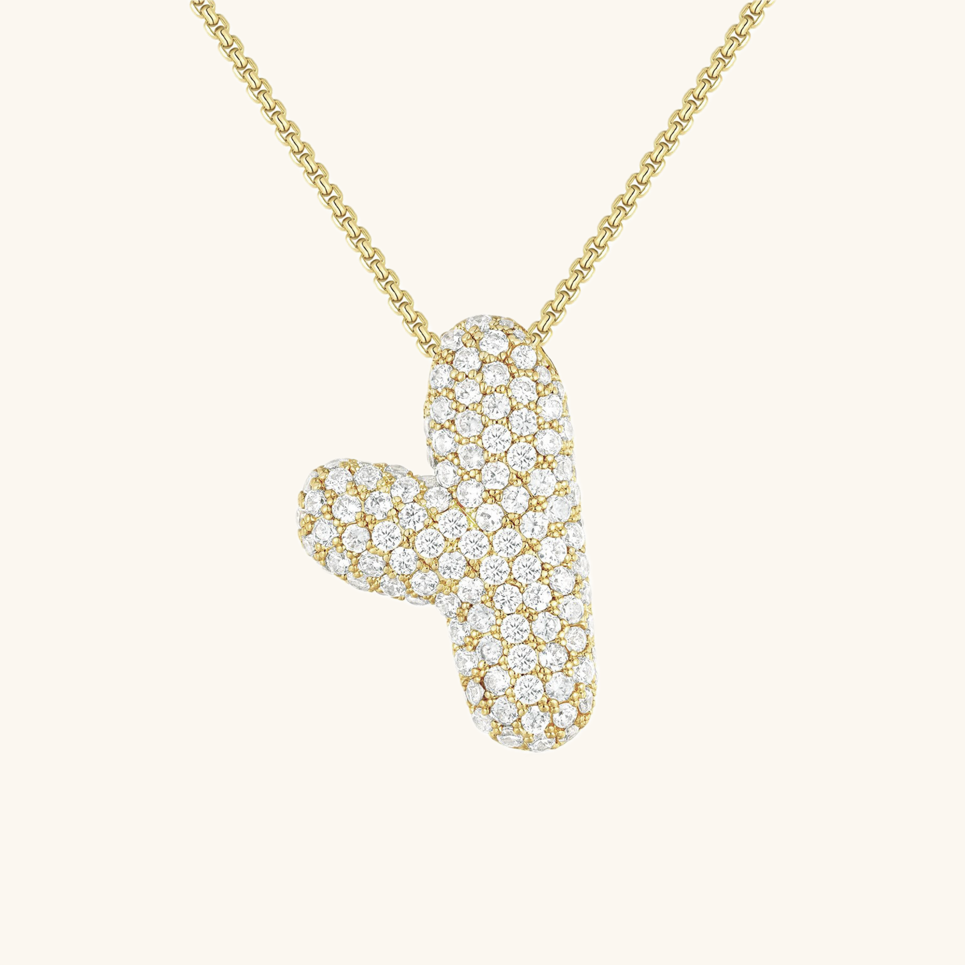 Pavé Diamond Bubble Initial Necklace