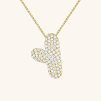 Pavé Diamond Bubble Initial Necklace