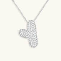 Pavé Diamond Bubble Initial Necklace