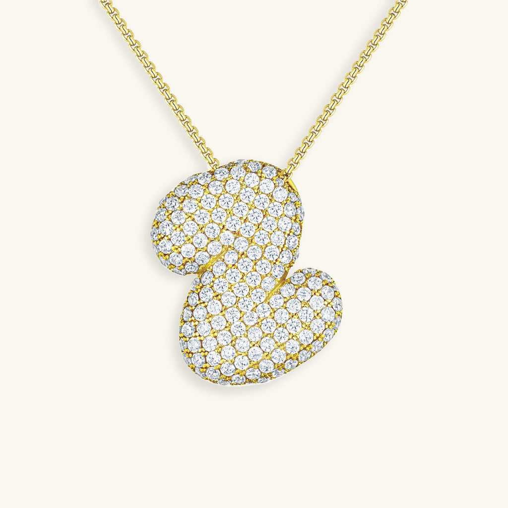Pavé Diamond Bubble Initial Necklace