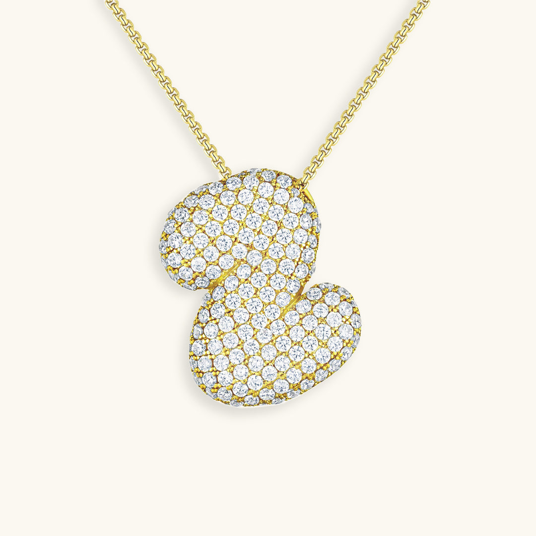 Pavé Diamond Bubble Initial Necklace