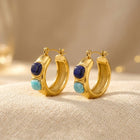 Turquoise Stone Hoop Earrings