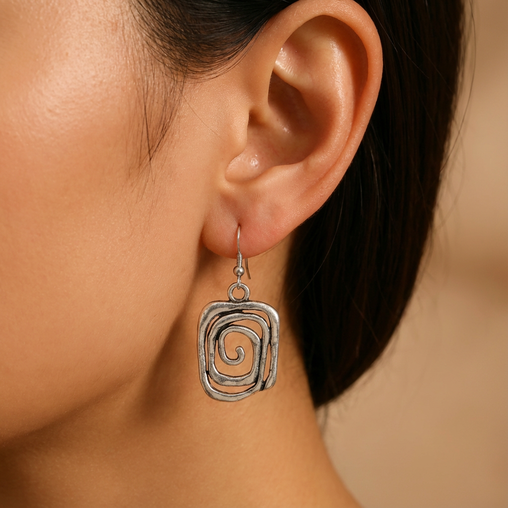 Vintage Spiral Silver Earrings