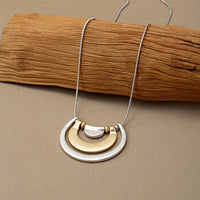 Modern Mixed-Metal Abstract Pendant Necklace