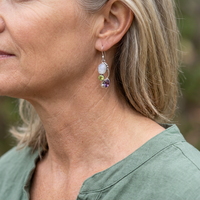 Elegant Moonstone Amethyst Peridot Cascade Earrings