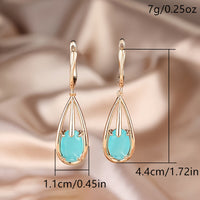 Elegant Gold Plated Teardrop Zirconia Long Pendant Earrings
