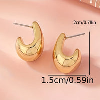 Minimalist Gold C-Shape Sculptural Stud Earrings
