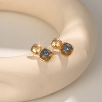 Elegant Geometric Gold Tone Square Earrings