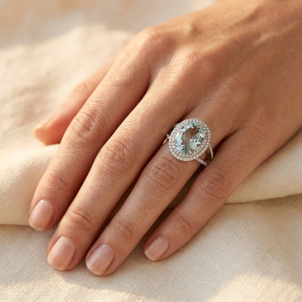 Vintage Aquamarine Oval Ring