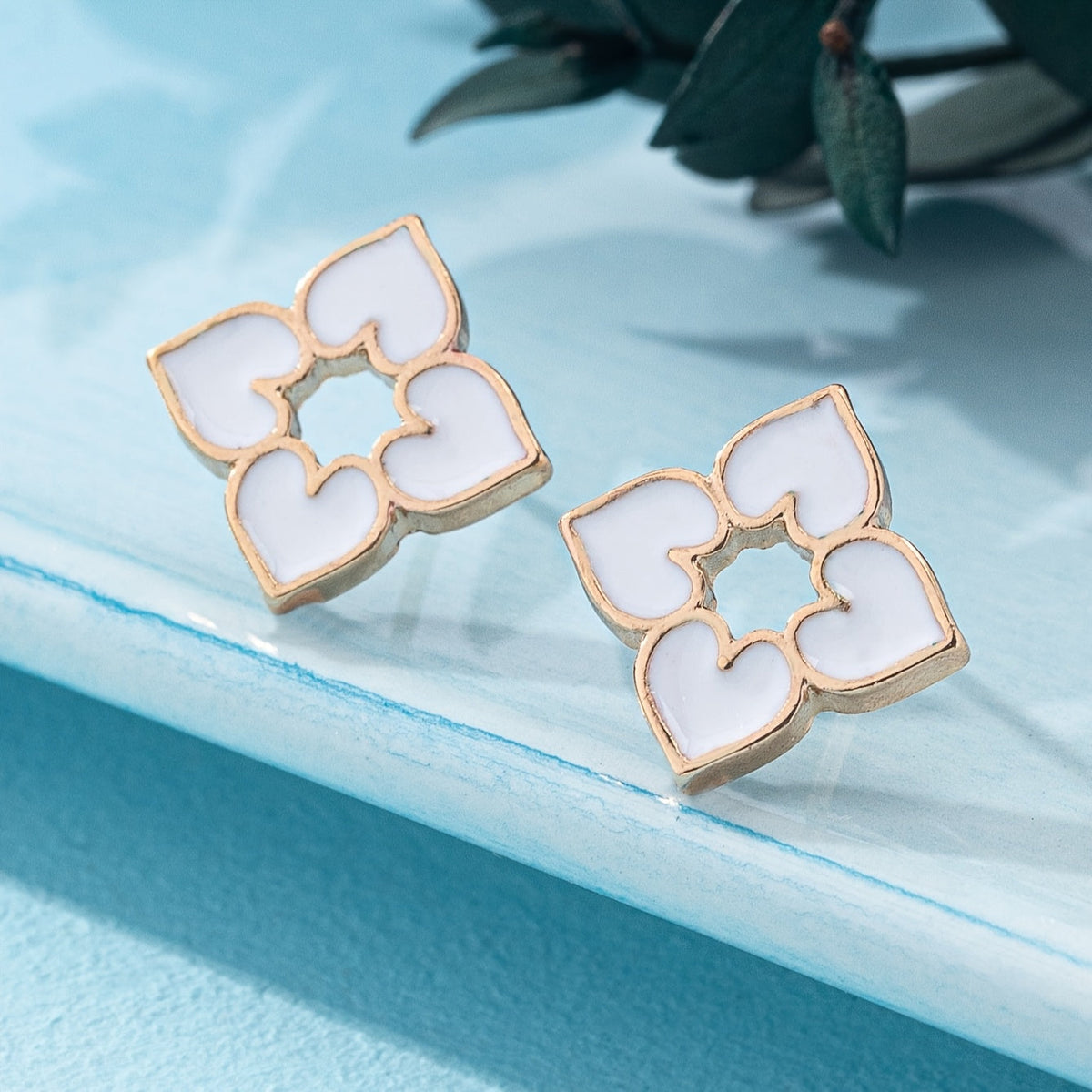 Elegant Enamel Heart Stud Earrings