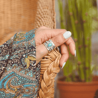 Wide Teardrop Turquoise Sterling Silver Ring