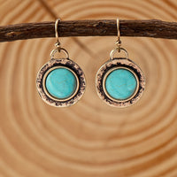 Bohemian Minimalist Turquoise Round Drop Earrings