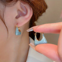 Elegant Retro Style Handbag Design Enamel Hoop Earrings