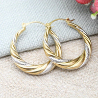 Vintage Middle Eastern Style Two Tone Twist Circle Hoop Earrings