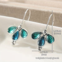 Vintage Blue Enamel Floral Silver Plated Artisan Earrings