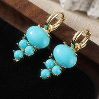 Bohemian Oval Turquoise Cluster Drop Earrings