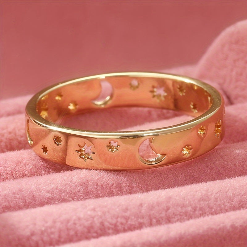 Vintage Style Half Moon Inlaid Zirconia Stackable Ring Set